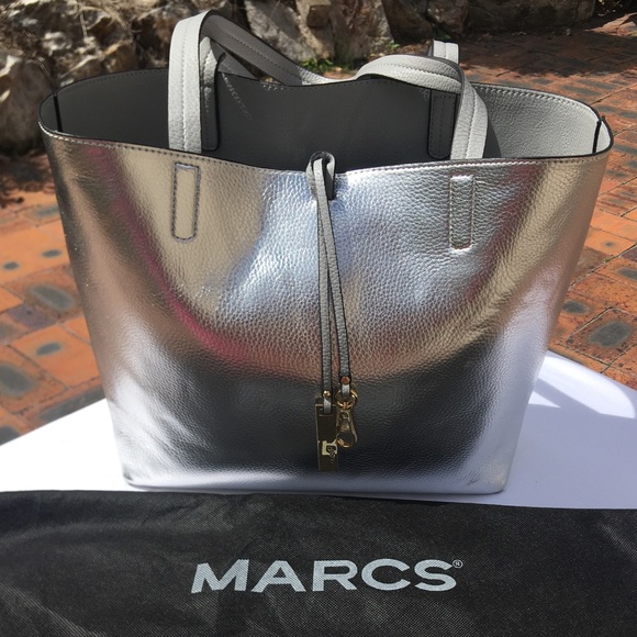 NWT Marcs Metallic Silver/Grey Reversible Shopper Tote Bag/Shoulder Bag - Picture 14 of 15
